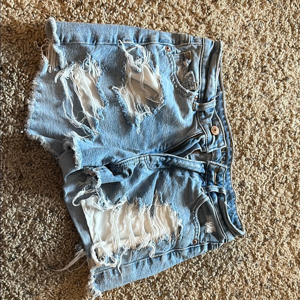 American Eagle Outfitters Light Blue Distressed Jean Shorts